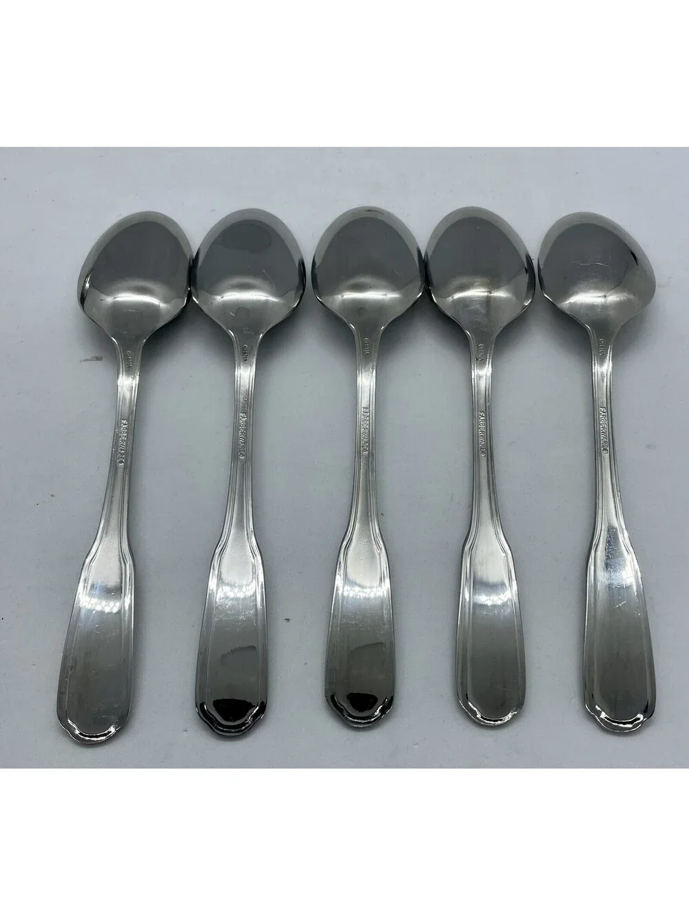 (5) Farberware Cambridge Shell Stainless China Teaspoon Lot ~ 6 1/8
